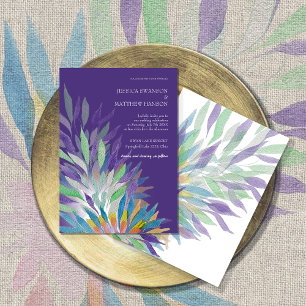 Invitación Boda floral color morado de color morado