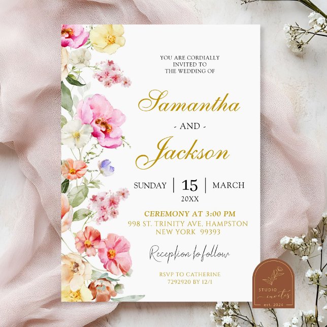 Invitación Boda floral colorida de primavera (Subido por el creador)