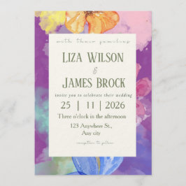 Invitación Boda floral colorida elegante