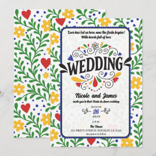 Invitación Boda floral colorida y audaz Fiesta de Amor