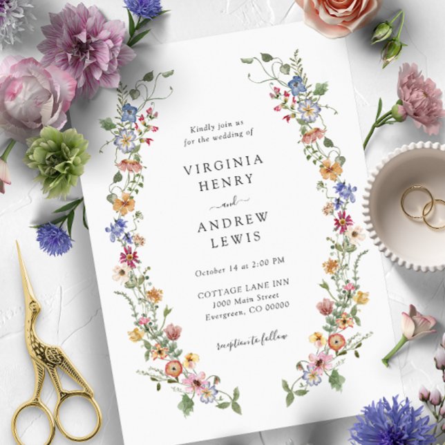 Invitación Boda floral colorido (Colorful Wildflower Wedding Invitations Painted Paperie
)