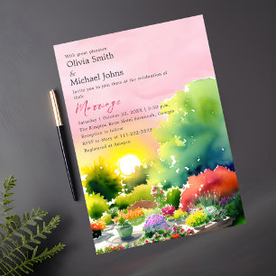 Invitación Boda floral colorido de color de agua del amanecer