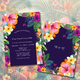 Invitación Boda floral colorido de hawaiana tropical