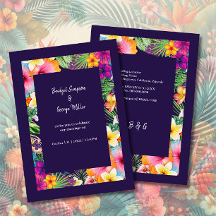 Invitación Boda floral colorido de hawaiana tropical