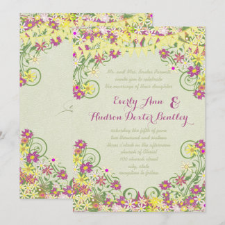 Invitación Boda floral colorido Pennant Swirly