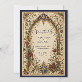 Invitación Boda floral con arco botánico gótico medieval