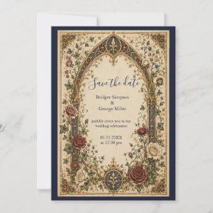 Invitación Boda floral con arco botánico gótico medieval