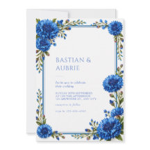 Boda Floral con Borde de Aciano Azul