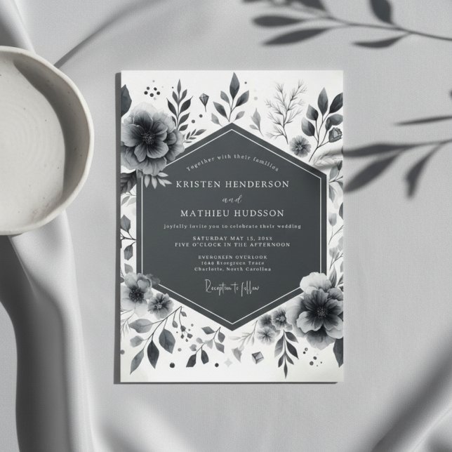 Invitación Boda floral con carbón atmosférico (Subido por el creador)