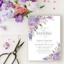 Boda floral con escritura mauve Lilac Lavender mod