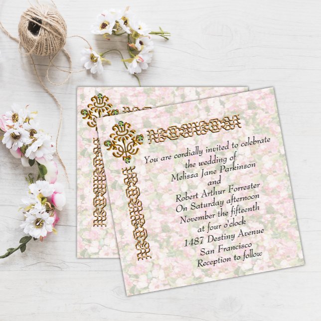 Invitación Boda floral con grifo dorado (Subido por el creador)
