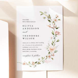 Invitación Boda floral con toque de melocotón