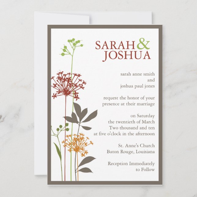 Invitación Boda floral contemporáneo (Anverso)