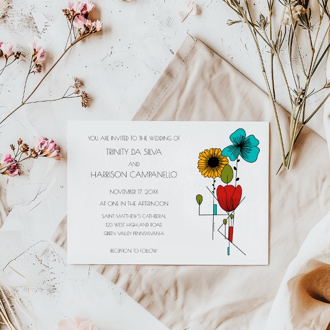 Invitación Boda floral contemporáneo Art Noveau (Subido por el creador)