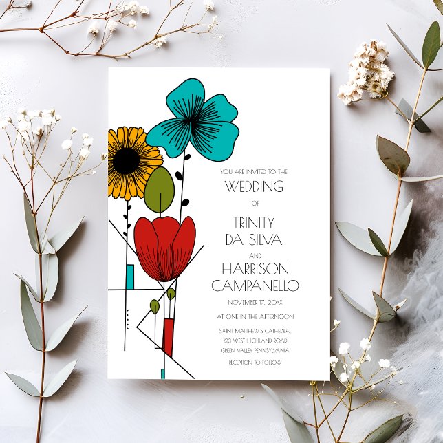 Invitación Boda floral contemporáneo Art Noveau (Subido por el creador)