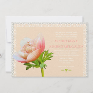 Invitación Boda floral Coral and Lace Peony