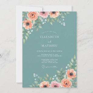 Invitación Boda Floral Coral Blush Flourish