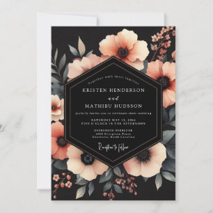Invitación Boda Floral Coral Chiaroscuro