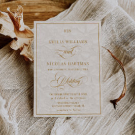 Invitación Boda floral crema de monograma elegante