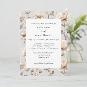 Invitación Boda floral crema marrón cacao