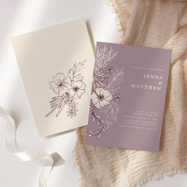 Invitación Boda floral Creme Mauve moderno