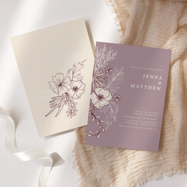 Invitación Boda floral Creme Mauve moderno (Subido por el creador)