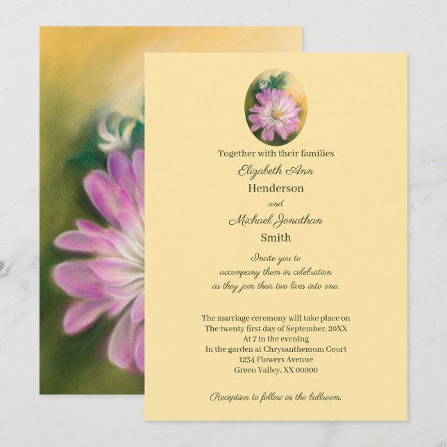 Invitación Boda floral criollo rosa y crema (Anverso / Reverso)