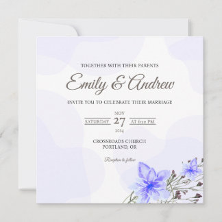 Invitación Boda floral cuadrada acuarela de Lila Lirio