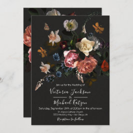 Invitación Boda Floral Dark & Moody Neoclásico