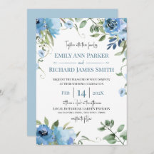 Boda floral de acuarela azul y salada