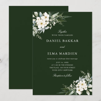 Invitación Boda floral de acuarela boho de follaje elegante
