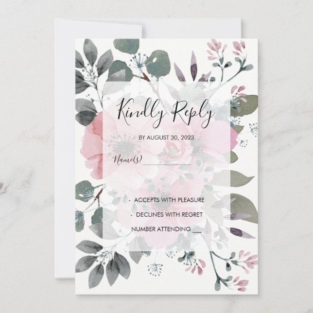 Invitación Boda floral de acuarela botánica rusa RSVP (Anverso)