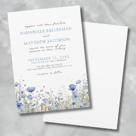 Invitación Boda floral de acuarela de flor silvestre azul