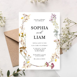 Invitación Boda floral de acuarela de flores silvestres ovala