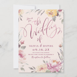 Invitación Boda floral de acuarela de jardín romántico