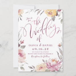 Invitación Boda floral de acuarela de jardín romántico
