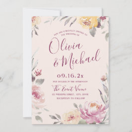 Invitación Boda floral de acuarela de jardín romántico
