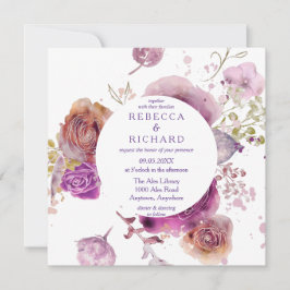 Invitación Boda floral de acuarela de lavanda