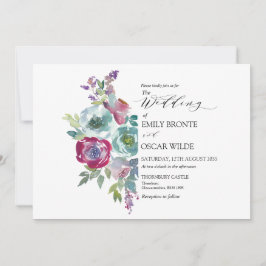 Invitación Boda floral de acuarela de menta y malva
