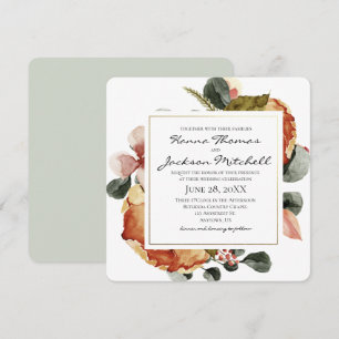 Invitación Boda floral de acuarela de otoño