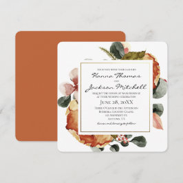 Invitación Boda floral de acuarela de otoño