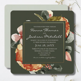 Invitación Boda floral de acuarela de otoño