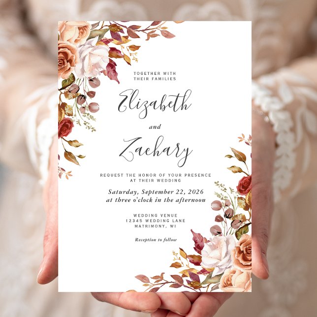 Invitación Boda floral de acuarela de otoño (Subido por el creador)
