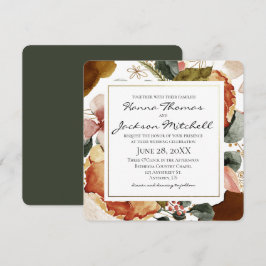 Invitación Boda floral de acuarela de otoño