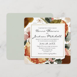 Invitación Boda floral de acuarela de otoño