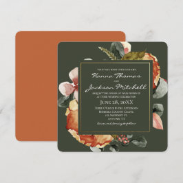 Invitación Boda floral de acuarela de otoño
