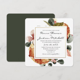 Invitación Boda floral de acuarela de otoño