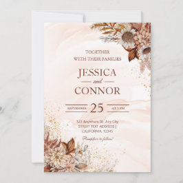 Invitación Boda floral de acuarela de otoño de presupuesto