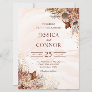 Invitación Boda floral de acuarela de otoño de presupuesto