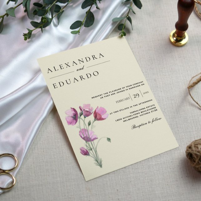Invitación Boda floral de acuarela de plumas rusticas (Subido por el creador)